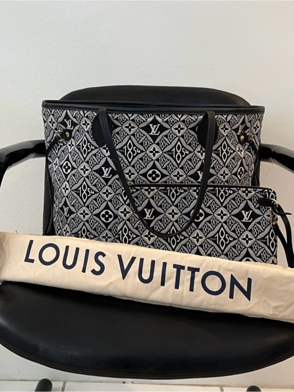 Louis Vuitton Neverfull MM Jacquard Since 1854 Tote with Pouch